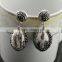 LFD-018E Wholesale White Snakeskin Drop Dangle Earring, With Pave Crystal Rhinestone Charm Jewelry Druzy Earrings
