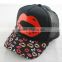 BSH031 Lip print floral baseball cap for ladies New mesh acrylic sport hat
