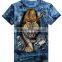 blue tie dye t shirt printed different animal patterm
