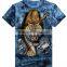 blue custom tie dye t shirt printed various wild animal