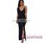 2016 new design Black Crisscross Daring Back maxi dress summer