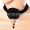 IN STOCK Vintage Silver Black Real Leather Cord Charm Simple Choker Necklace GJ-117