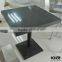 Acrylic solid surface cafe table, 2 person black coffee table and chair