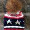 Cotton Fur Bobble Hats Kids Hats Raccoon Fur Bobble Knitted Hats For USA