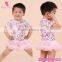 Hot sale christmas pink flower lace ruffles plain baby rompers