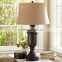 new design modern style beige poly table lamp with white fabric shade for home or hotel decor