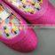 Shoes kids girls ballet flats fuchsia pink glitter shoes with PU collar pretty shoes