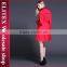 2015 Office Red Double-Breasted Ladies Overcoat Designs With Belt Winter Dress