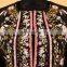 Retro Flowers Embroidered Long Sleeve Black Slim Long European Elegant Women Coat