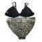 Women Leopard Print Neoprene Swimwear With Mesh And Silver Fabric On Tops