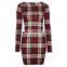 Wholesale bodycon slim pencil party dress design your own fashion checked dress
