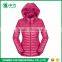 Morden Style Pink Women Ultra Light Down Jacket With Detachable Hood