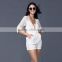 2017 sexy half sleeve v neck lace white jumpsuit for women