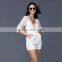 2017 Sexy Half Sleeve v Neck Lace White Jumpsuit for Women