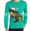 Men Light Green Sweater Hat Dinosaur Pattern Christmas Jumpers With Lights