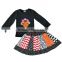 Yawoo black cotton top match turkey embroidery and skirts thanksgiving set childrens wholesale boutique clothing