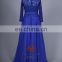 Lace Embroidered Royal Blue Long Sleeves Maxi Evening Dress For Fat Women HMY-CDA041 Ladies Long Evening Party Wear Gown