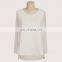 T-B507 Womens Back Pleating Plain White Tops Chiffon Blouse