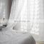 The new Nordic solid color thick clipped  pom pom voile curtains sheer linen