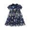 Short sleeve Chiffon Ruffle Collar Floral printing flower dress Girls  Summer Dresses