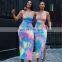 LAITE D2078 New Arrivals Best Sellers Women Tie Dye Casual Dresses Ladies Backless Sexy Dresses Women Summer Tie Dye Dresses