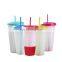 Reusable Plastic Color Changing Tumbler Cups Christmas Magic Bulk Plastic Mugs with Straw