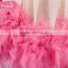 hot-selling Kids Deep Pink flower princess lace party Feather dresses for children