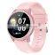 Multi Sport Smart Watch Lady Round Shape With Microphone Speaker Voice Assistant Fitness Band Smart Watch Bt Call