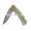 Pocket knife Damascus steel blade with  black ox horn handle or sheep horn handle folding blade knife