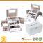 White Leather Jewelry Box with Travel Case and Lock Storage Case Organizer