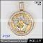 Custom silver copper micro pave hip hop jewelry coin crown shape pendant neacklace