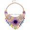 2016 Bohemian Flowers Tassel Fringe Drop Vintage Weave Multilayer Collar Necklace Bib Statement Necklace