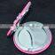 Pink leater makeup compact mirror with bowknot