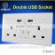 Wholsalers Wallpad 110~250V Double 2 Wall UK Switch and Socket Usb Wall Charger 1000ma USB Power Wall Light Socket with USB Port                        
                                                Quality Choice