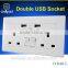 Wholsalers Wallpad 110~250V Double 2 Wall UK Switch and Socket Usb Wall Charger 1000ma USB Power Wall Light Socket with USB Port                        
                                                Quality Choice