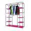 Modern Portable Folding Fabric Canvas Clothes Closet Pine Wardrobe