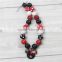 black and white and red mickey necklace and red lace hairband wholesale handmade chunky bubblegum bead necklace