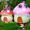 Cute design resin custom made little house wholesale lovely mushroom figurine for garden ornaments