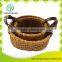 Handmade basket with leather handles