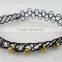 Red elastic nylon rope with antique brass sunflower choker necklace