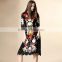 2016 great quality floral embroidered black lace dress patterns for girls