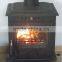 classic cast iron wood burning stove with boiler