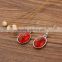 Egg earring and statement necklace set 3pcs gold amber with alloy jewelry
