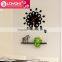 home wall decorative creative design wall mount wooden clock carving flower decorative wall clock