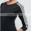 2017 Wholesale Best Selling Crew neck Raglan sleeves Ribbed cuffs retro styles Black Three Stripe Midi Dress