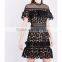 Customized Lady Apparel High Neck Sleeveless Guipure-lace Mini Dress(DQM001D)