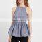 Wholesale Women Apparel Ruffle Spaghetti Strap Keyhole Back Linen Tank Top