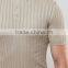 Short Sleeve Button Placket Stone Ribbed Knit Men's 52% Viscose 48% Acrylic 200gsm Casual Skinny Slim Fit Polo Collar T-Shirt