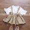 Two piece set female baby strap skirt baby white short sleeve T shirt little girl suit clothes