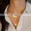 Golden Alloy Geometric Sequins Multilayer Women Simple Necklace Minimalism Necklace
